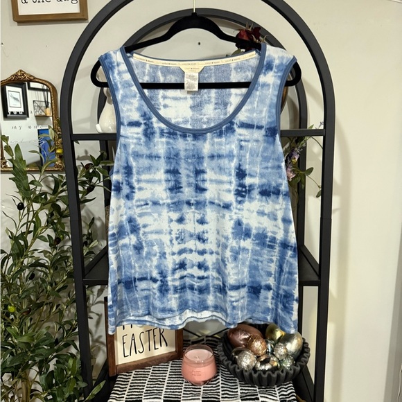 Lucky Brand White and Blue Tie-Dye Tank Top size xxl - Picture 1 of 7